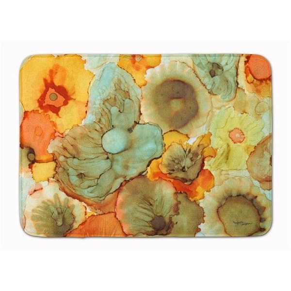 Jensendistributionservices Abstract Flowers Teal & Orange Machine Washable Memory Foam Mat MI229072 - main